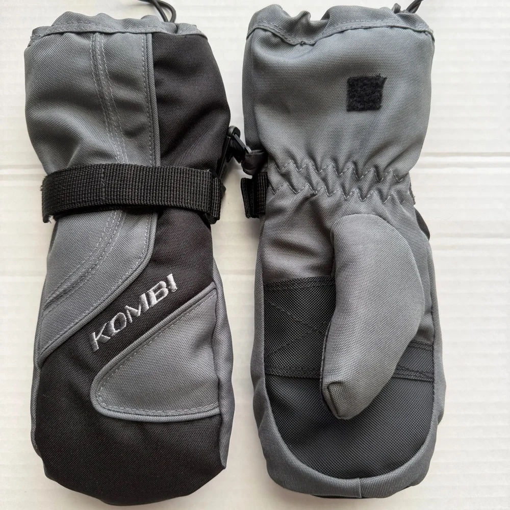 KOMBI Gray and Black Snowboarding/Ski Waterguard Winter Snow Mittens-Junior XS